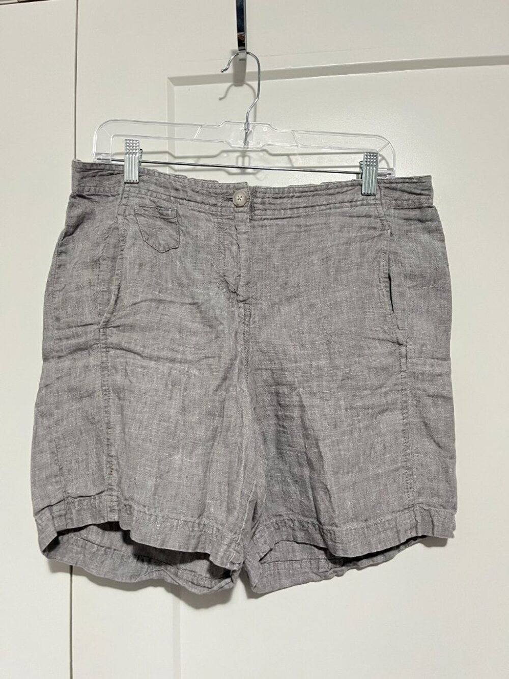 J. Jill Size 10 Gray Linen Shorts with Pockets